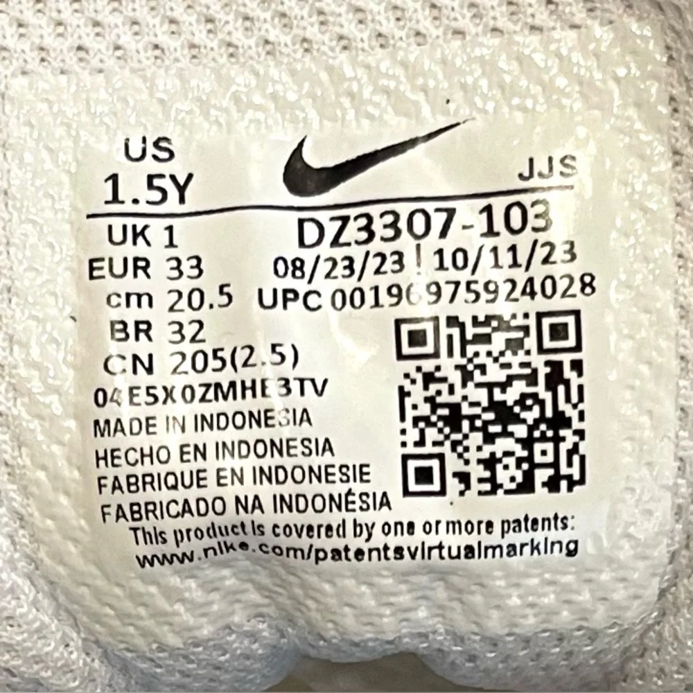 Nike Air Max 1 White Bronzine Barely Volt Size Big Kids 1.5